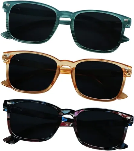 Vista 17 de YEIN 3 Pack Sunglasses for Men and Women, UV Protection Outdoor Glasses Vintage Square Full Frame