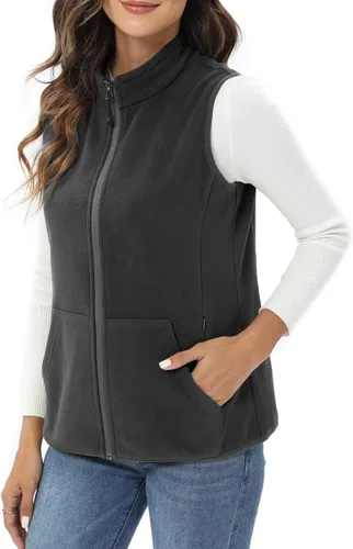 Vista 3 de Xeoxarel Chaleco de forro polar para mujer con 6 bolsillos (XS-2XL)