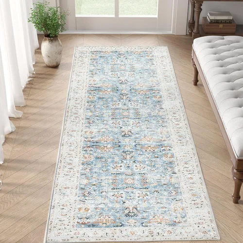 Vista 10 de jinchan Alfombra de entrada de 2 x 3 pulgadas, lavable, diseño floral vintage, tapete pequeño para interiores, bohemio, ligero, delgado
