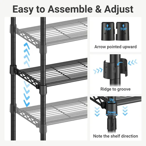 Vista 7 de VIPEK V7S Clothes Rack Heavy Duty Max Load 720lbs, Garment Rack with 7 Tiers Adjustable Shelves Portable Closet Metal Sturdy Wardrobe Storage System