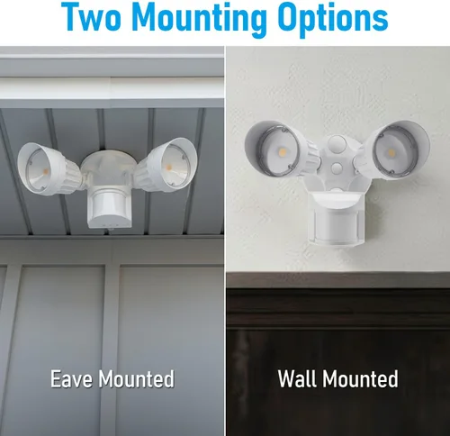Vista 7 de Luz de seguridad LED con sensor circular, 2 cabezales 20W/3 cabezales 30W., LHSCT-20WRSS-WHT, 20.0watts, 130.00 volts COB LED Motion Detector