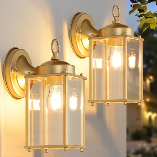 Vista 16 de Farol de pared para exteriores, aplique de pared impermeable de chocolate oscuro exterior, lámpara de pared para puerta delantera con vidrio