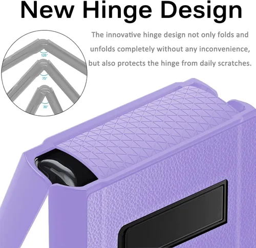 Vista 2 de Miimall Funda de lujo compatible con Samsung Galaxy Z Flip 3, protector de pantalla de cámara + protección de bisagra + funda delgada de cuero