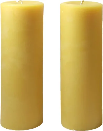Vista 14 de Candlestock Vela de pilar redonda sin goteo de cera de abeja natural hecha a mano, 3 x 6 pulgadas