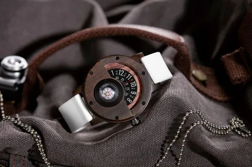 Vista 3 de GORBEN Relojes de madera para hombre, relojes de pulsera antiguos con brújula, tocadiscos, reloj de madera para hombre, ligero, hecho a mano