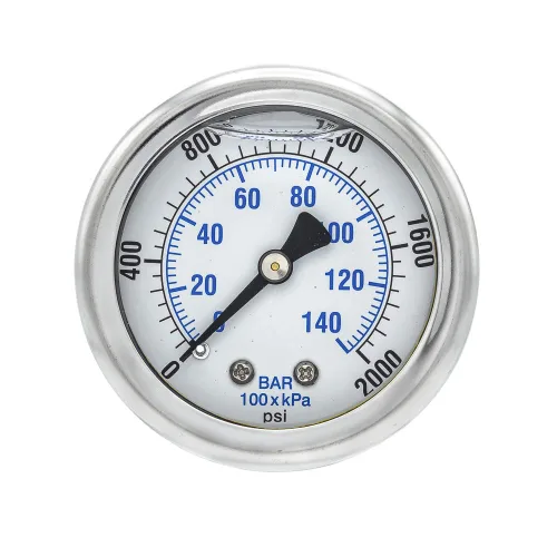 Vista 17 de PIC Gauges 202L-204M Medidor de presión relleno de glicerina con carcasa SS/bisel, internos de latón, lente de PC, dial de 2 pulgadas, rango