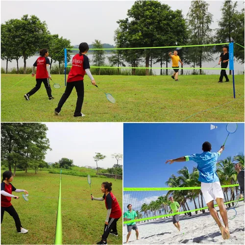 Vista 8 de Zdgao Juegos de bádminton para patio trasero, red de bádminton portátil con ajustador de tensión, juego de 4 raquetas de bádminton, 3 volantes