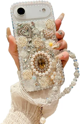 Vista 26 de iFiLOVE para iPhone 7 Plus/8 Plus Funda con Diamantes Brillantes y Correa de Flores, 3D Lujo Brillante Purpurina Cristal Diamantes de Imitación