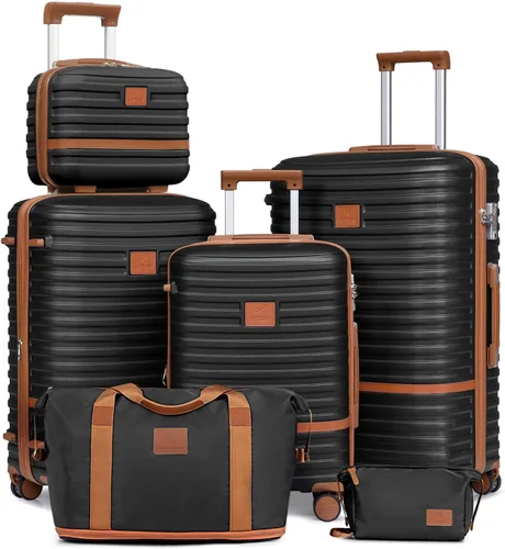 Vista 22 de Juego de maletas Joyway de 3 piezas, juego de maletas extensibles de cabina con rueda giratoria, juego de maletas de carcasa dura con candado TSA