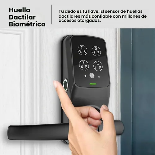 Vista 2 de Lockly Secure Plus, cerradura de puerta inteligente Bluetooth, cerradura de puerta de entrada sin llave con asa, teclado PIN Genie®, sensor
