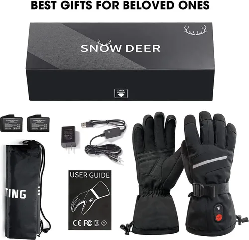 Vista 7 de Guantes calefactables eléctricos recargables – Guantes térmicos con batería de 7.4 V para hombres y mujeres, motocicleta, ciclismo, equitación