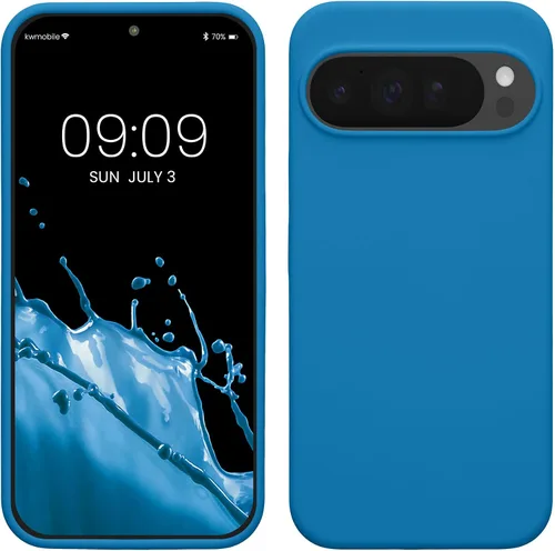 Vista 74 de kwmobile Funda Compatible con Google Pixel 6 Pro - Funda de teléfono de silicona TPU con acabado suave - Azul Arrecife
