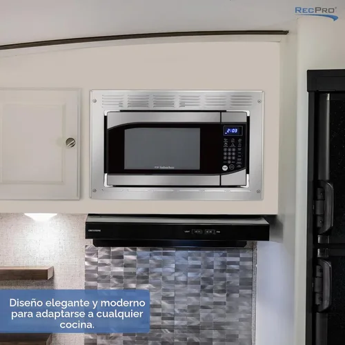 Vista 5 de RecPro Suburban RV - Horno microondas integrado de 0.9 pies cúbicos de acero inoxidable con kit de molduras de salida de 900 W Controles de panel