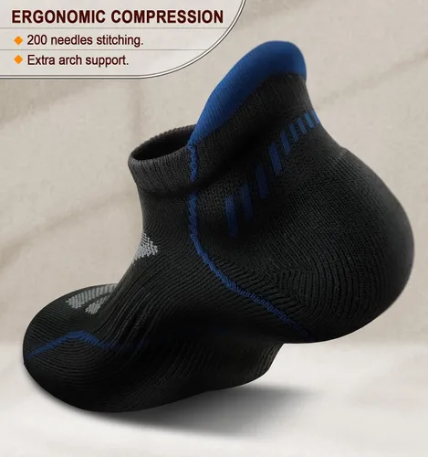 Vista 3 de BULLIANT Calcetines de correr para hombre, 6 pares, calcetines de tobillo que no se ven transpirables, absorben para hombres y mujeres, suela