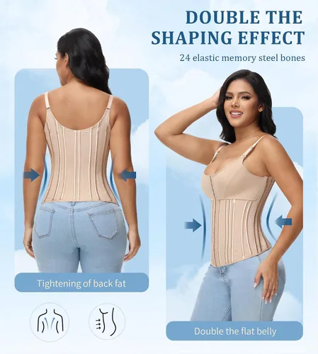 Vista 2 de SHAPSHE Entrenador de cintura para mujer, entrenamiento de cintura, control de abdomen, reductor de cintura para sudor, moldeador de cuerpo, hueso