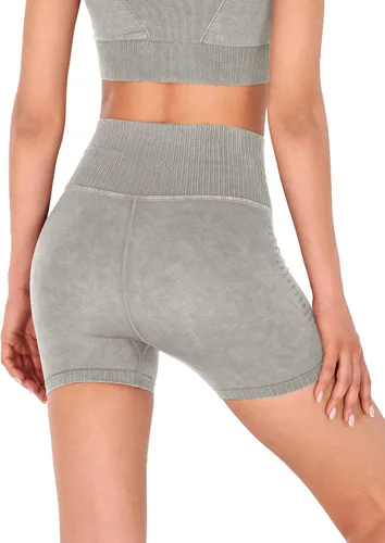 Vista 3 de ODODOS Pantalones cortos de yoga sin costuras para mujer, de cintura alta, acanalados, para gimnasio, entrenamiento, atletismo, casual, para correr
