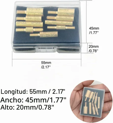 Vista 4 de Adaptadores de montaje de varilla de limpieza de pistola 9 piezas Pack 5-40 8-32 10-32 5/16-27 M4 Hilos en macho o hembra