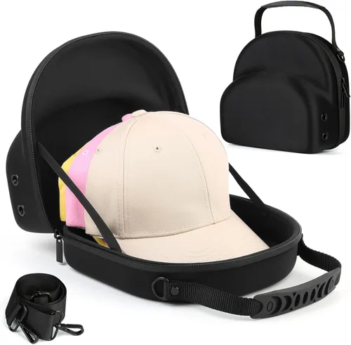 Vista 14 de GERMUN Funda rígida para gorra de béisbol, funda de viaje con correa ajustable para el hombro, funda para 12 gorras de béisbol, perfecta para viajes