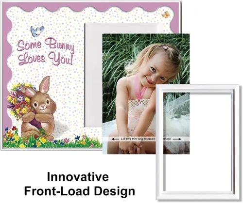 Vista 5 de Some Bunny Loves You - Marco para fotos de Pascua, tamaño para mesa de 8.25 x 7 pulgadas y capacidad para fotos de 3.5 x 5 pulgadas, fácil de carga