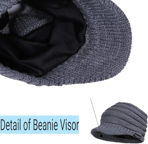 Vista 8 de FORBUSITE Gorro de punto cálido para mujer con diseño de cola de caballo para coleta, gorro B085