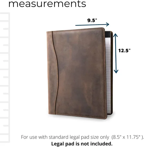 Vista 7 de PEGAI Padfolio personalizado hecho a mano 100% cuero, organizador de bloc legal para negocios, escuela, oficina, conferencia, resistente, piel
