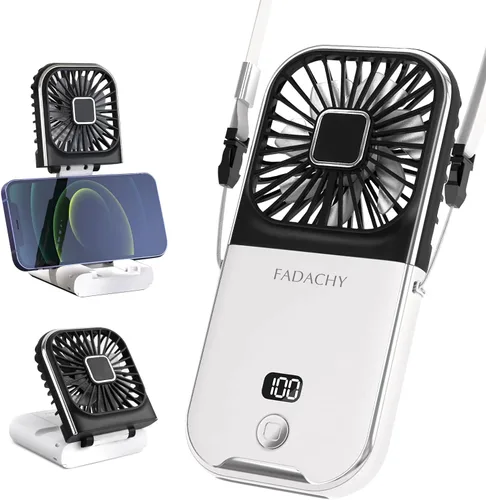Vista 9 de Ventilador portátil recargable, mini ventilador de mano de 3000 mAh, funciona con pilas, pequeño ventilador de escritorio para oficina, exterior e