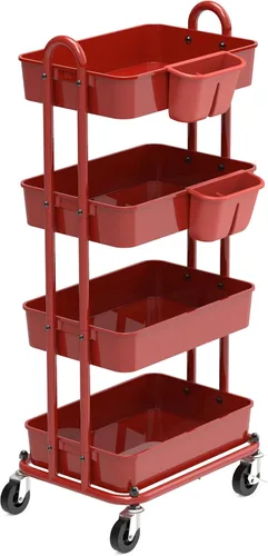 Vista 11 de Simple Houseware - Carro multiusos rodante de 3 niveles con cubo colgante, color Turquesa