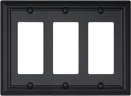 Vista 20 de Switch Plates Outlet Covers, 1-Pack Metal Wall Plate, Black Finish Midsize 1 Toggle 1 Decorator Combo Wall Plate, Ideal for GFCI Outlets, Light