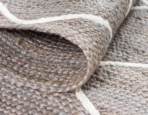 Vista 7 de Unique Loom Alfombra trenzada de la colección de yute – enrejado (2 pies 2 pulgadas x 6 pies 1 pulgada, gris/marfil)