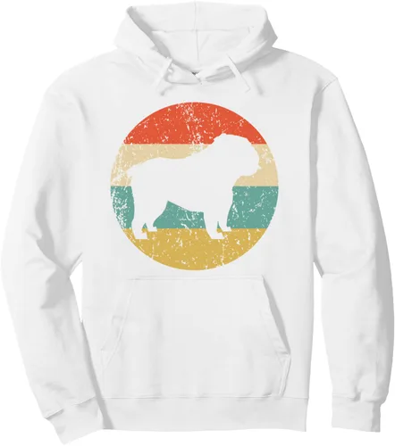 Vista 6 de Sudadera con capucha de Bulldog Inglés, retro, con capucha para perro Bulldog Inglés, Negro, S