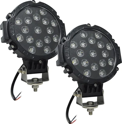Vista 16 de Willpower 2 piezas 7 pulgadas 51 W negro punto haz redondo LED trabajo barra de luz DC 9-30 V para camión coche ATV SUV 4X4 Jeep camión lámpara