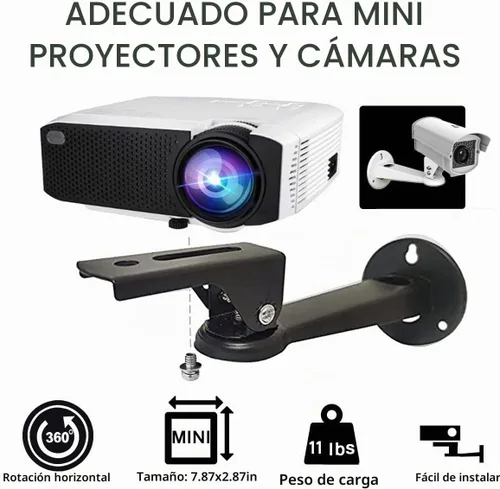 Vista 2 de 2-Be-Best Soporte de pared ajustable para proyector, 7.87 pulgadas de longitud, 7.8 libras, carga 360 rotación, soporte para cámara de proyector
