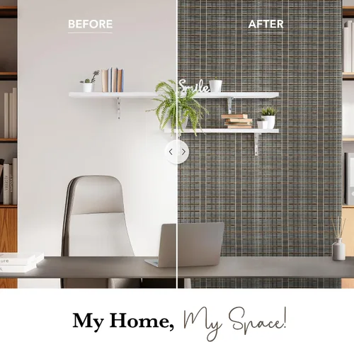 Vista 6 de GoDear Design Papel tapiz texturizado de bambú, material de pantalla de tejido abierto, tela natural para cambio de imagen de muebles, pantalla