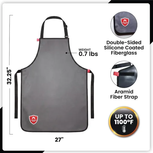 Vista 7 de Prepared Hero Delantal ignífugo para mujeres y hombres, se dobla como manta Gris