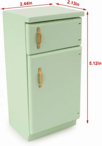 Vista 4 de Casa de muñecas a escala 1/12, muebles de cocina en miniatura, estilo retro simple, accesorio para refrigerador, decoración de modelo de Verde claro