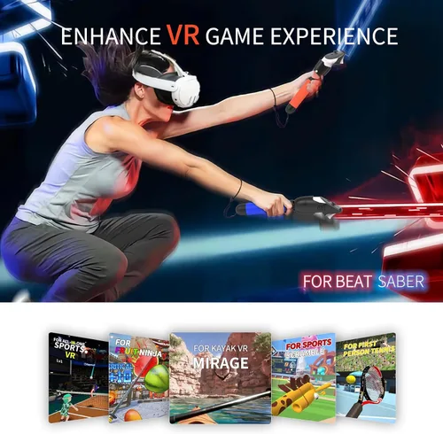 Vista 6 de EUCARLOS Handle Attachments for Quest 3 Controller Accessories, Long Arms Grips Compatible with MetaOculus Quest 3 VR Games, Dual Handles Extension