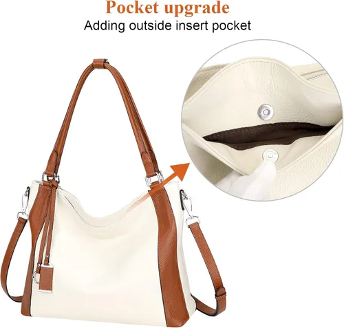 Vista 3 de Over Earth Bolsos de cuero suave para mujer, bolso de hombro tipo hobo grande