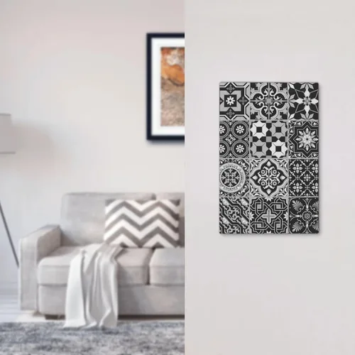 Vista 7 de Azulejos Negros Texturas Modernas Retro Marruecos 1 Gang Cubierta de Interruptor de Luz Sin Dispositivo Placa de Pared en Blanco Decorativa Placa