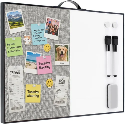 Vista 9 de TSJ OFFICE Pizarra blanca pequeña, pizarra blanca portátil de aluminio negro de 16 x 12 pulgadas, pizarra magnética de borrado en seco con asa, bloc