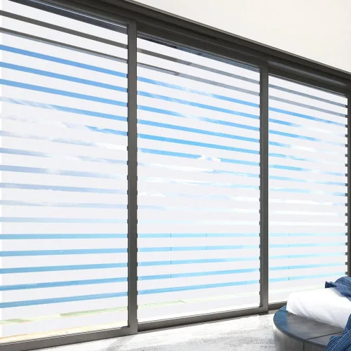 Vista 2 de Película esmerilada de 2/4 rayas para ventana, calcomanía de privacidad para ventana, calcomanías decorativas de vinilo para ventana, protección UV