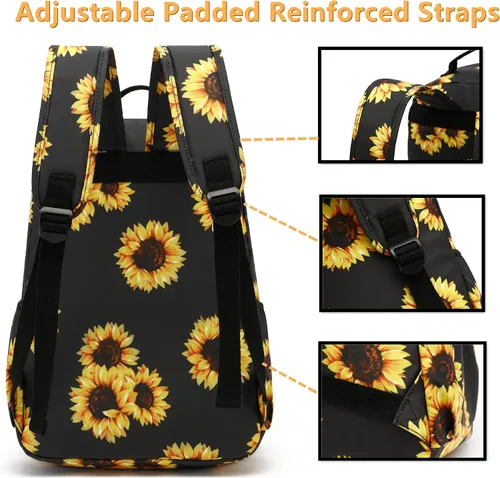 Vista 94 de Leaper Mochila para laptop para mujer: linda mochila floral para escuela, universidad, viajes, trabajo, mochila ligera para niños, Negro margarita