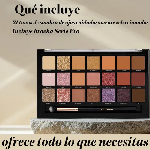 Vista 5 de Profusion Cosmetics Nude Bliss - Paleta de sombra de ojos de 21 sombras y pincel Pro Series, da rienda suelta a la creatividad y consigue glamour