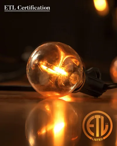 Vista 2 de Lightdot Luces LED para patio de 96 pies para exteriores, cadena de luces LED con bombillas Edison Vitage inastillables, 2200 K, luz colgante