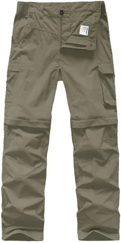 Vista 11 de Pantalones para niños, para senderismo, carga, safari, de secado rápido Verde militar