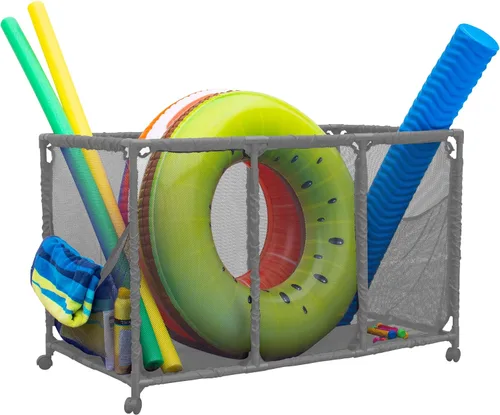 Vista 8 de Soporte para fideos de piscina, juguetes, flotadores, bolas y flotadores, organizador de almacenamiento de malla, altura para niños, grande