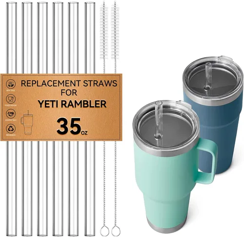 Vista 11 de Pajitas para vasos YETI de 25 onzas y 26 onzas, popote de repuesto para vasos Yeti Rambler con tapa de pajilla, popote de plástico transparente