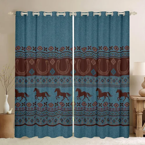 Vista 19 de Cortinas y cortinas occidentales de 76 x 45 pulgadas, cortinas aztecas, exóticas, nórdicas, bohemias, opacas, tribu india, geometría, étnica