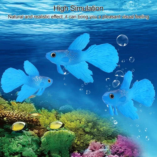 Vista 2 de FTVOGUE Decoración de acuario de peces, divertido adorno de silicona artificial para peces (pez betta azul)