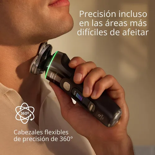 Vista 4 de Philips Norelco Shaver i9000 Prestige Ultra, afeitadora eléctrica en seco y húmedo, degradado negro, tecnología SenseIQ Pro, sistema de triple