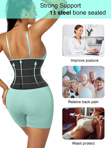 Vista 4 de LUXURY-VITA Entrenador de cintura corto de torso para mujer con grasa del vientre inferior, faja de entrenamiento colombianas
